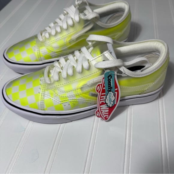 Vans Comfycush Slip Skool NWT yellow checkerboard women’s 8 - Picture 10 of 11